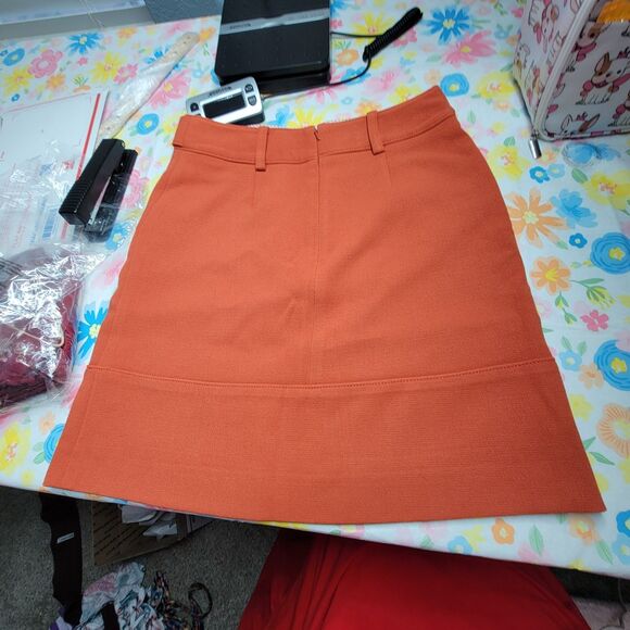 Brooks Brothers Women Mini Skirt Orange Pockets Logo Buttons Size 2 - Picture 9 of 16